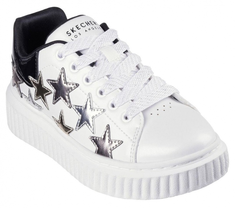 White Skechers Hi Ridge - Superstardom Girls' Walking Shoes | ZQDT-14392