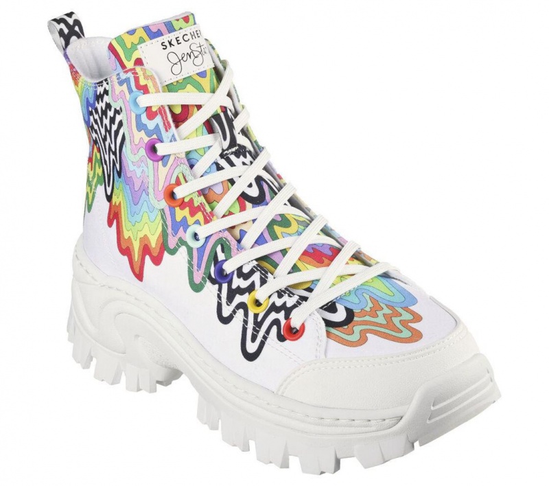 White Skechers Jen Stark: Hi Ryze - Drippy Women's Boots | OVCF-19326