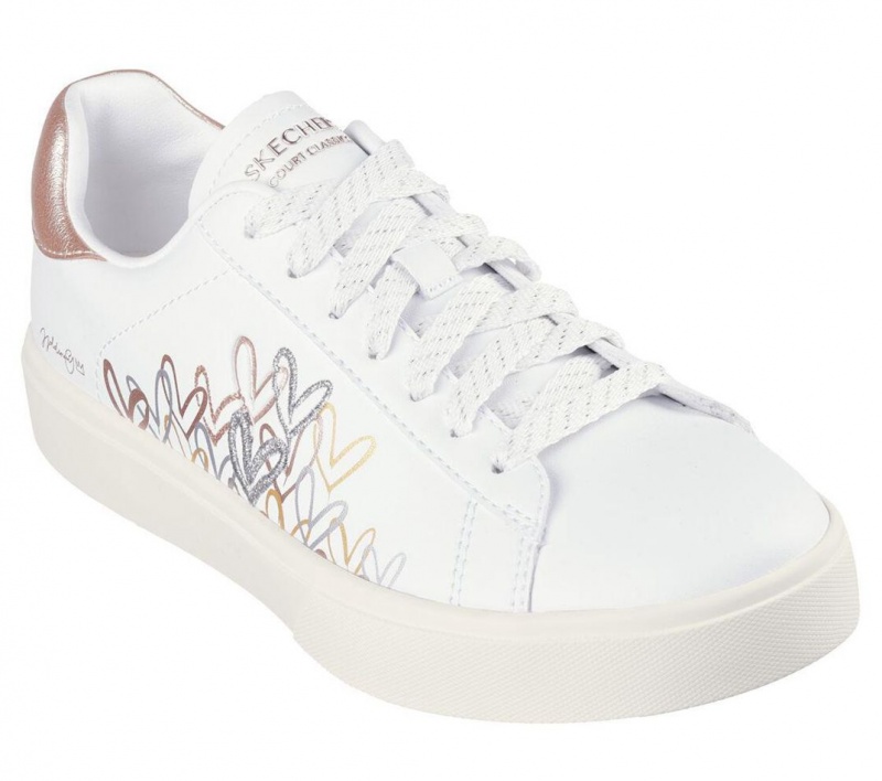 White Skechers Jgoldcrown: Eden Lx - Gleaming Hearts Women's Walking Shoes | PBVM-56230