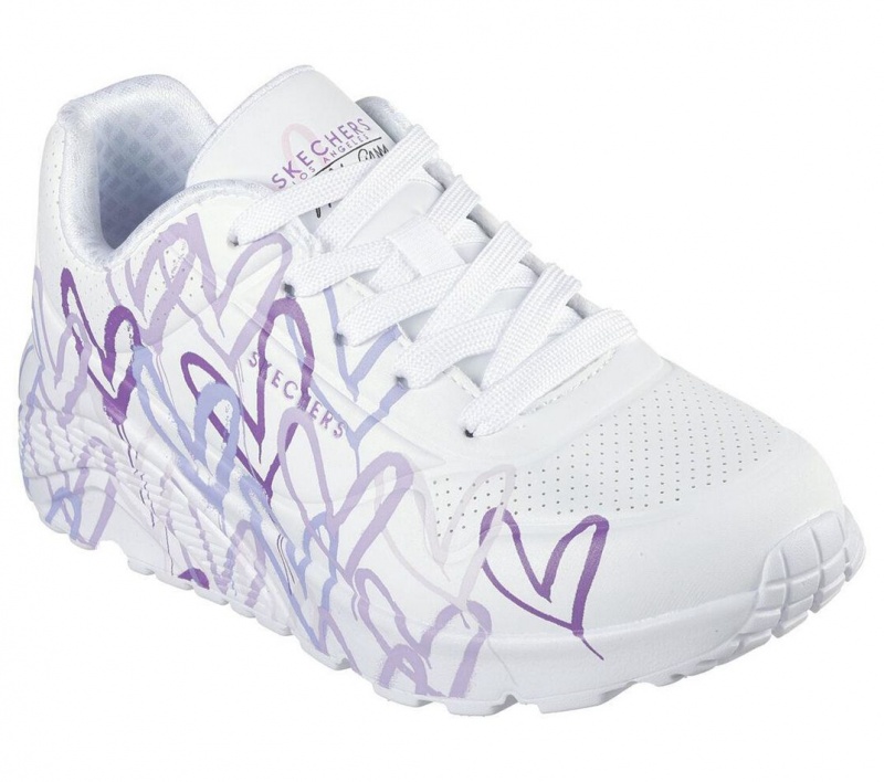 White Skechers Jgoldcrown: Uno Lite - Spread The Love Girls' Sneakers | TUPL-64208