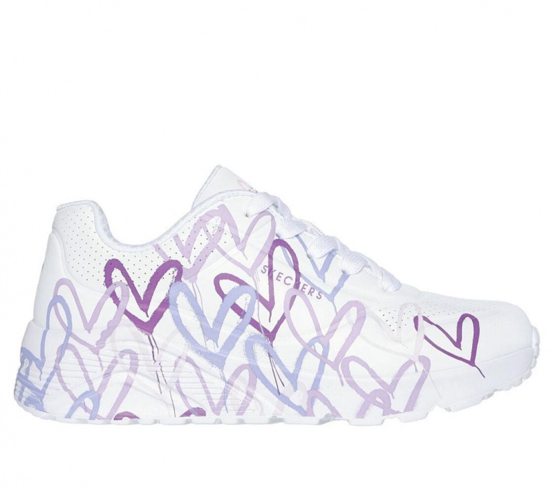 White Skechers Jgoldcrown: Uno Lite - Spread The Love Girls\' Sneakers | TUPL-64208