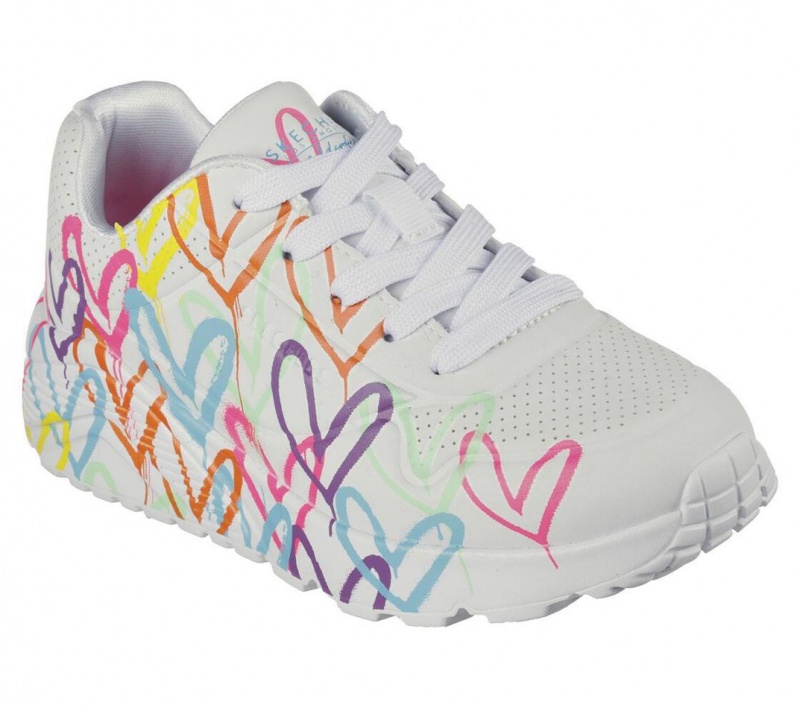 White Skechers Jgoldcrown: Uno Lite - Spread The Love Girls' Sneakers | HXMY-53089