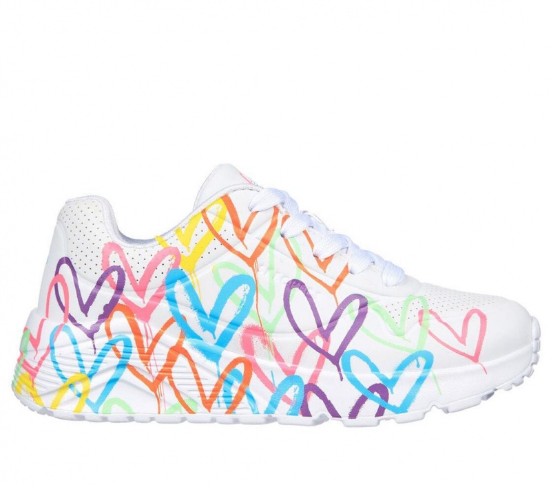 White Skechers Jgoldcrown: Uno Lite - Spread The Love Girls\' Sneakers | HXMY-53089