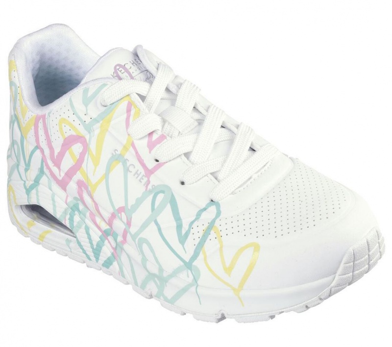 White Skechers Jgoldcrown: Uno - Changed Love Women's Sneakers | BCJH-48012