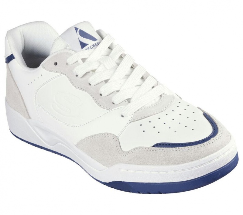 White Skechers Koopa Court - Volley Low Varsity Men's Walking Shoes | ELAM-09785