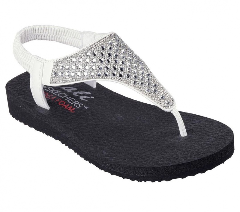 White Skechers Meditation - Rockstar Women's Sandals | THWO-53207