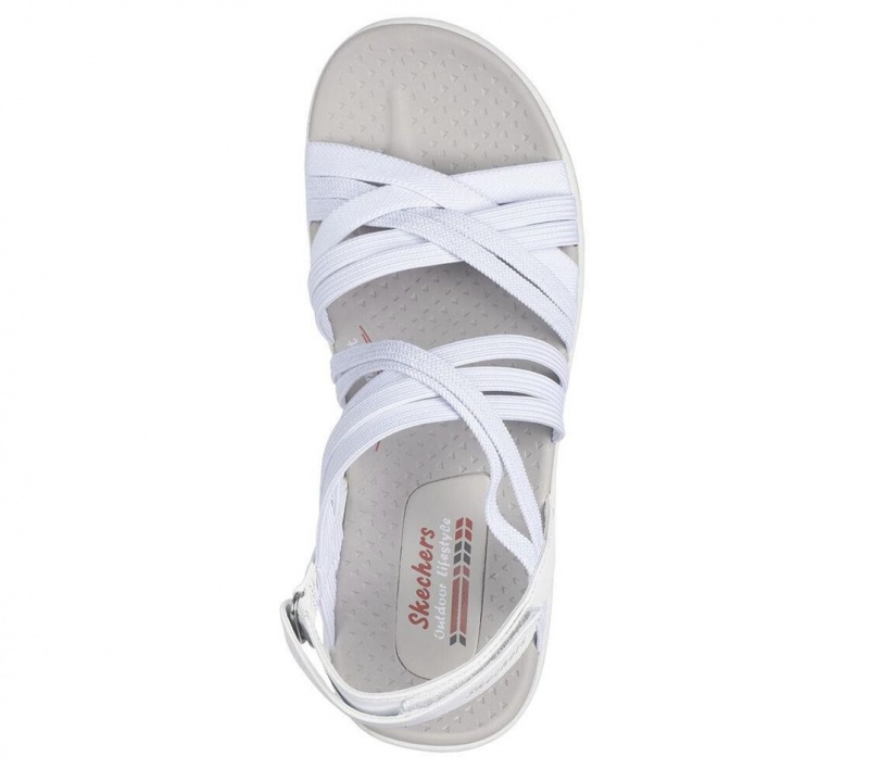 White Skechers Reggae Cup - Simply Biased Women's Sandals | AESW-07218