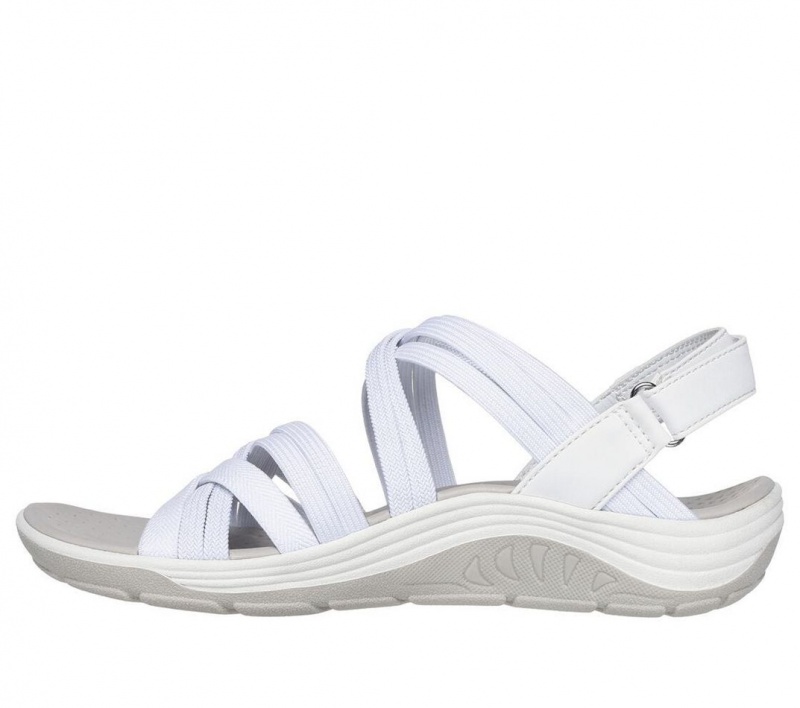 White Skechers Reggae Cup - Simply Biased Women's Sandals | AESW-07218