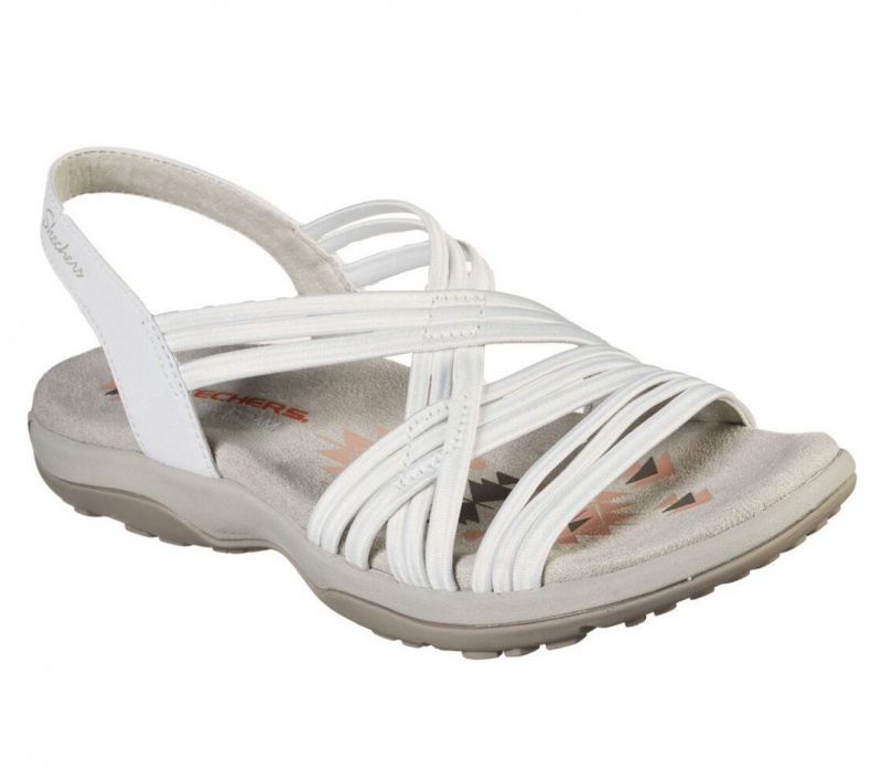 White Skechers Reggae Slim - Simply Stretch Women's Sandals | FVPJ-90241