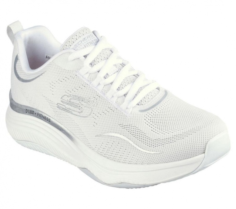 White Skechers Relaxed Fit: D'lux Fitness - Pure Glam Women's Sneakers | MQBZ-15963