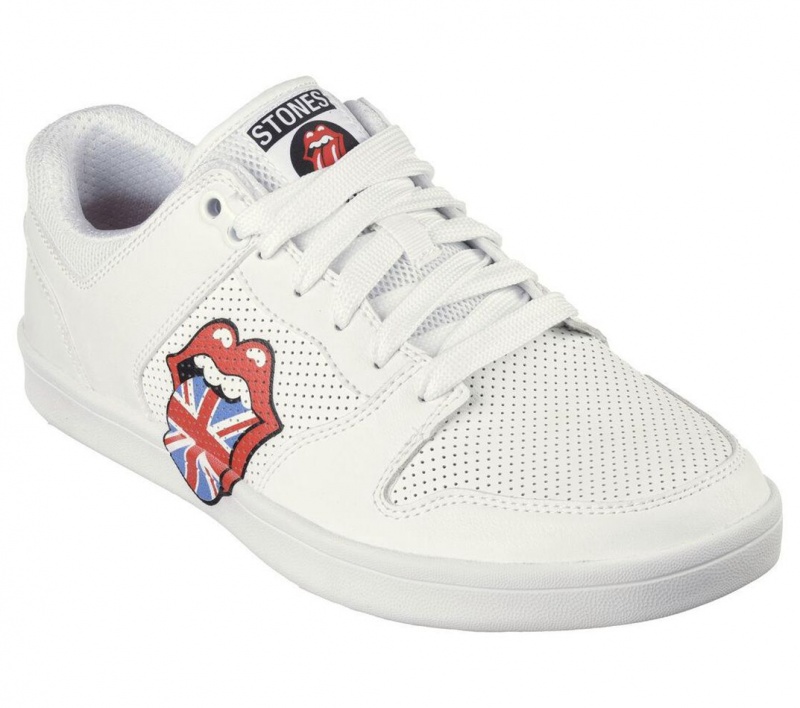 White Skechers Rolling Stones: Classic Cup - Euro Lick Men's Walking Shoes | ZBHM-72564