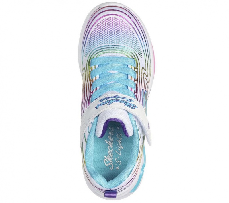 White Skechers S Lights: Wavy Beams Girls' Sneakers | IXOQ-49831