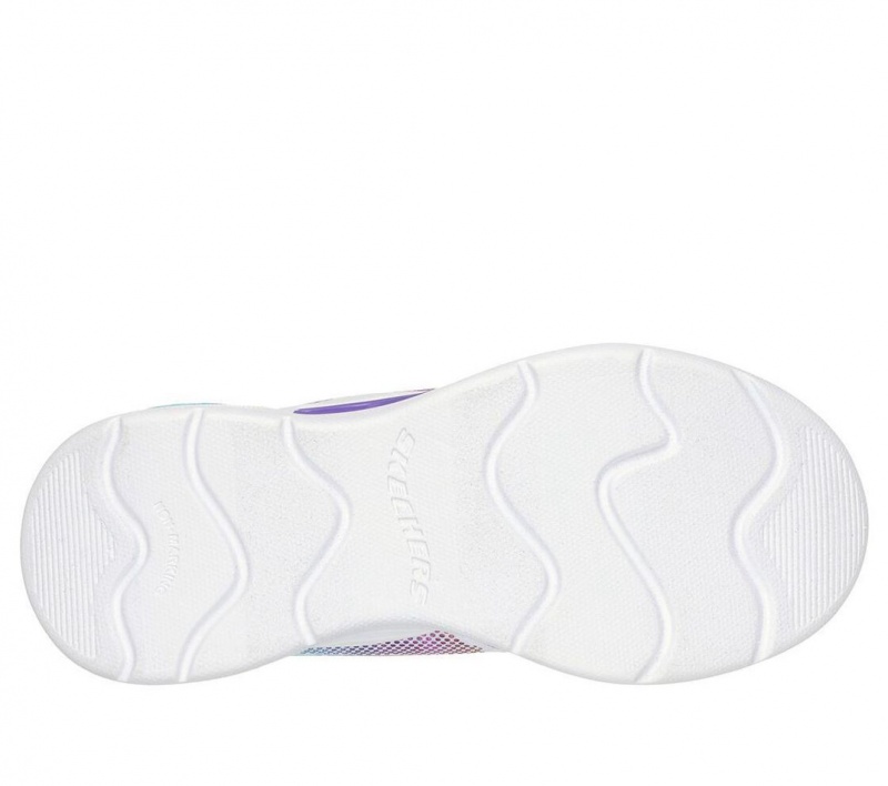 White Skechers S Lights: Wavy Beams Girls' Sneakers | IXOQ-49831