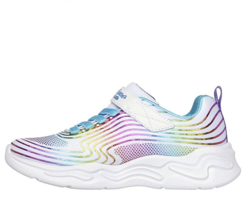 White Skechers S Lights: Wavy Beams Girls' Sneakers | IXOQ-49831