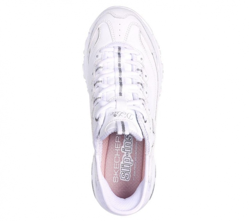 White Skechers Slip-ins: D'lites - New Scene Women's Sneakers | HRWU-84163