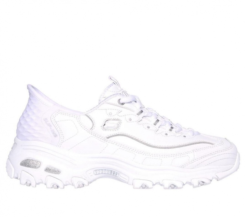 White Skechers Slip-ins: D\'lites - New Scene Women\'s Sneakers | HRWU-84163