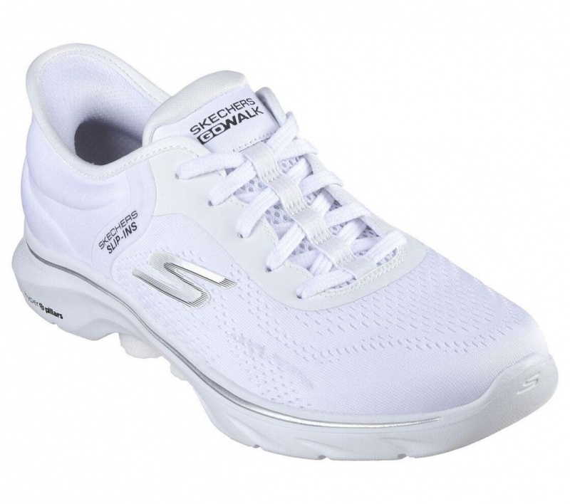 White Skechers Slip-ins: Go Walk 7 - Valin Women's Sneakers | WMDU-90273