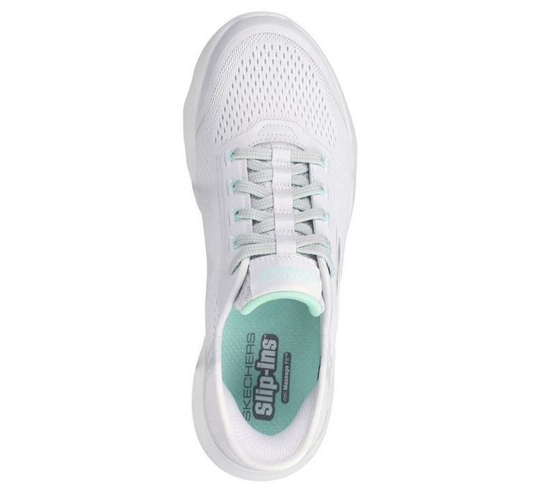 White Skechers Slip-ins: Go Walk Massage Fit Women's Sneakers | MJNR-89467