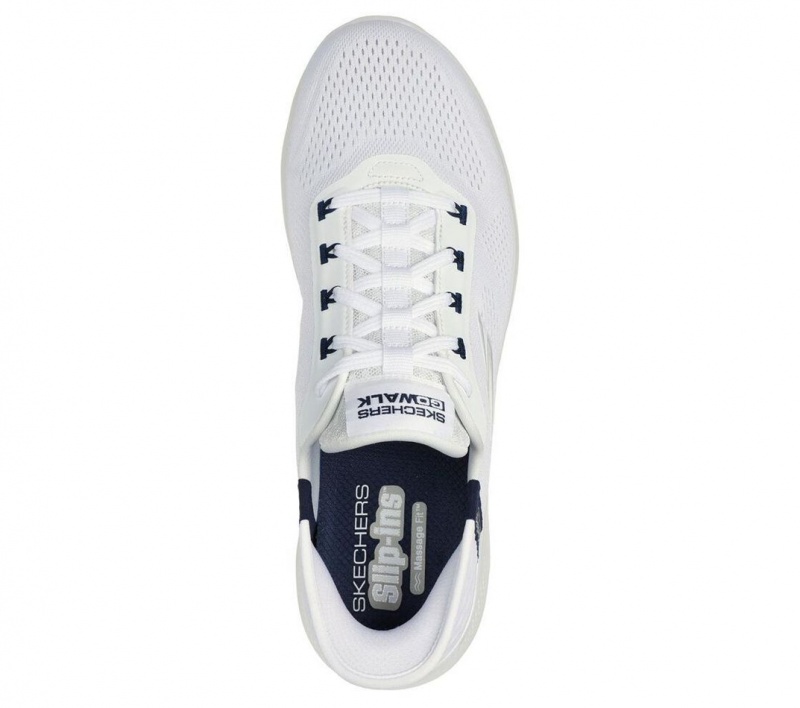 White Skechers Slip-ins: Go Walk Massage Fit Men's Sneakers | PCBS-86579