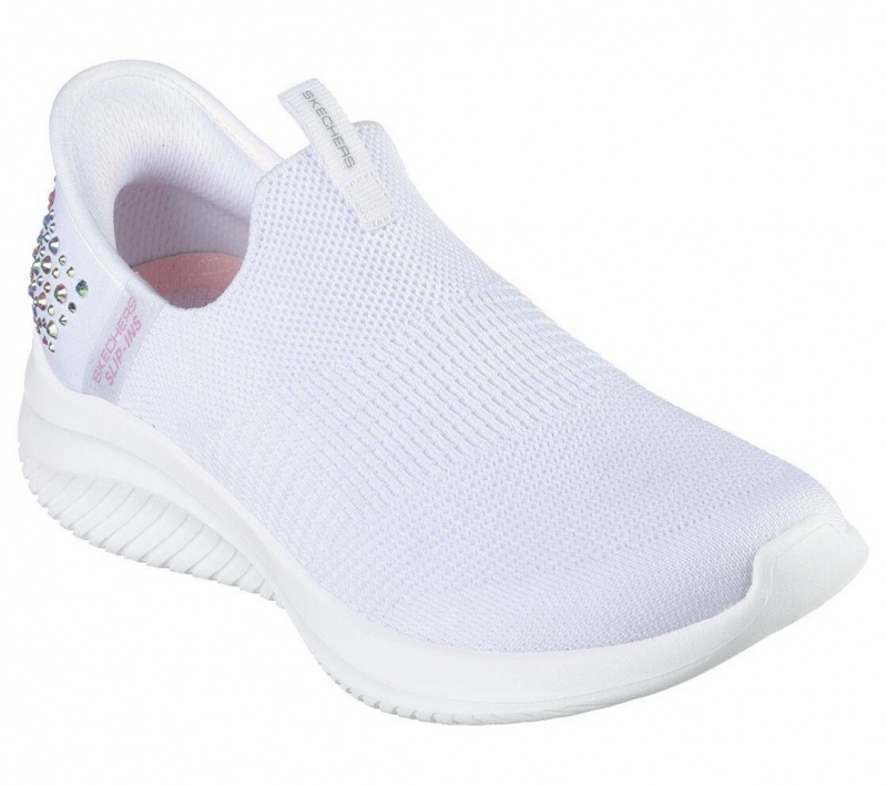 White Skechers Slip-ins: Ultra Flex 3.0 Women's Sneakers | VYLM-78520