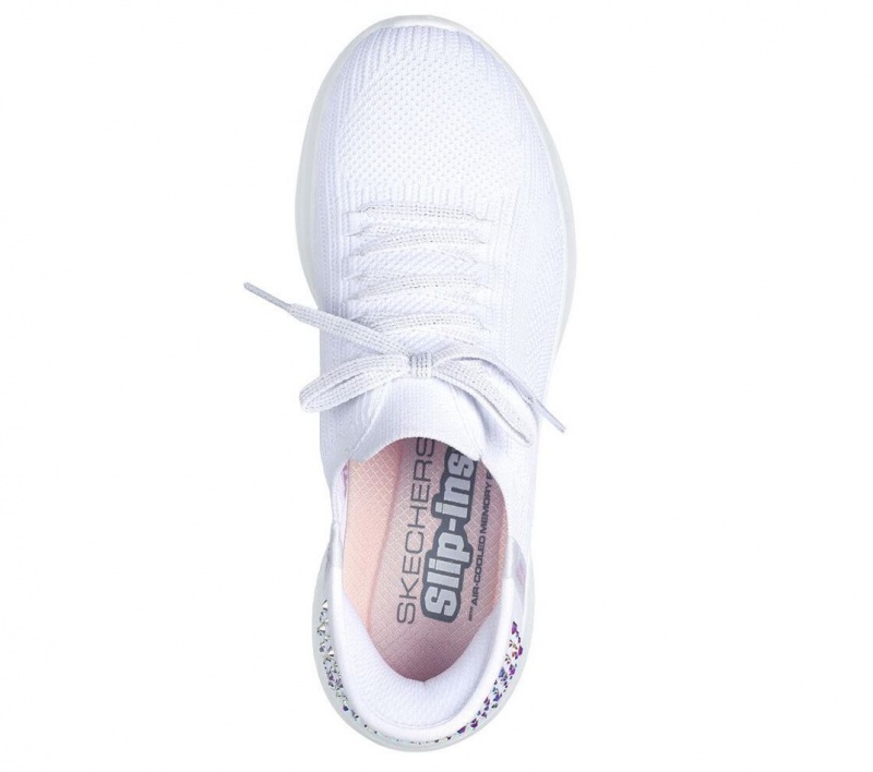 White Skechers Slip-ins: Ultra Flex 3.0 - Shining Glitz Women's Sneakers | TQFH-82135