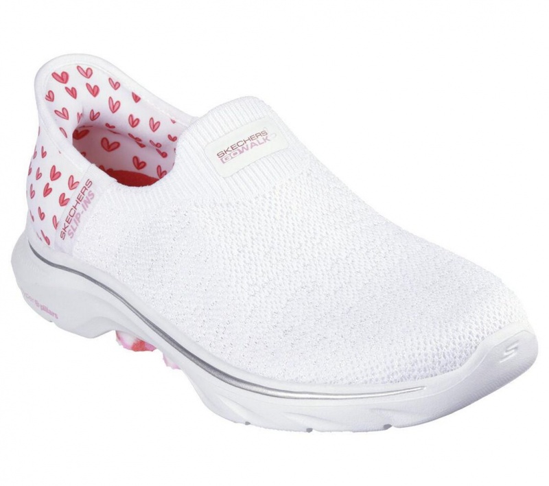 White Skechers Slip-ins X Jgoldcrown: Go Walk 7 Women's Sneakers | ALQD-67815