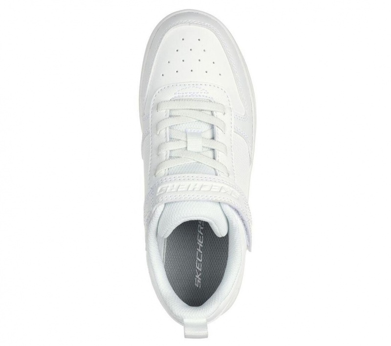 White Skechers Smooth Street Boys' Sneakers | URYA-53491