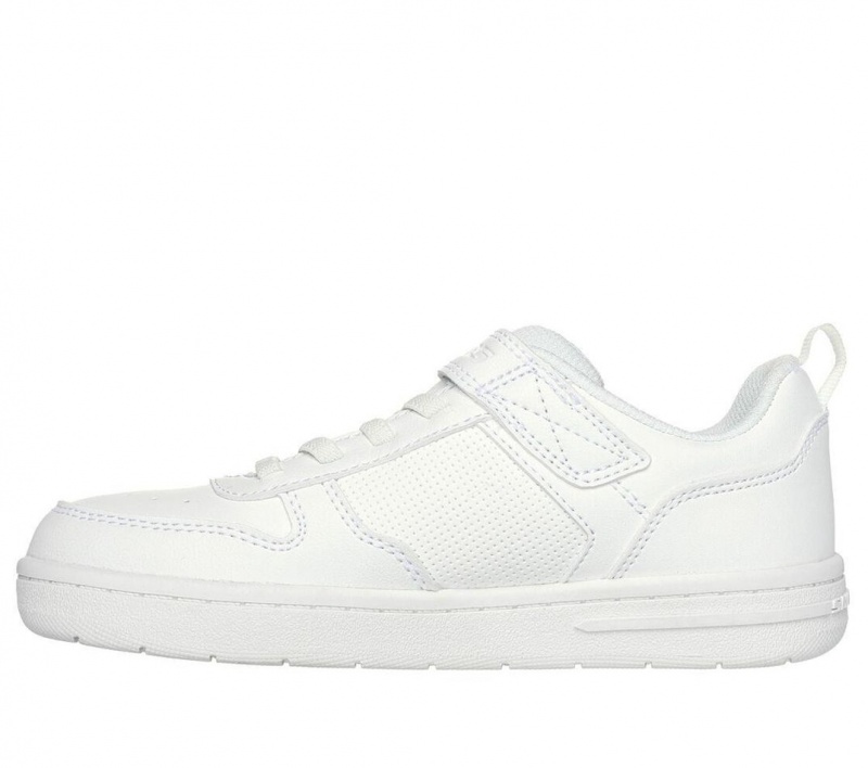 White Skechers Smooth Street Boys' Sneakers | URYA-53491