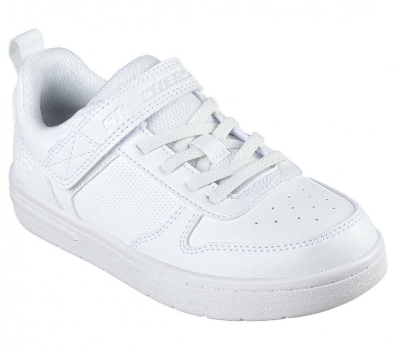 White Skechers Smooth Street Boys' Sneakers | URYA-53491