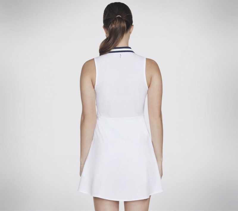 White Skechers Sport Court Women's Dress | YQZA-92813