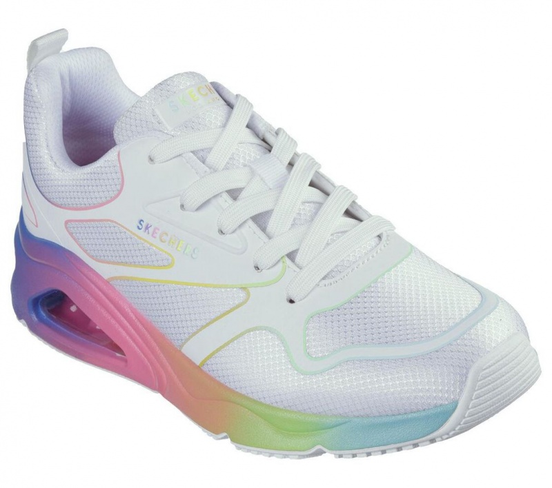 White Skechers Tres-air Uno - Rainbow Roads Women's Sneakers | IDNX-47962