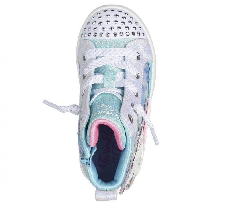 White Skechers Twi-lites 2.0 - Enchanted Unicorn Girls' Walking Shoes | NHVZ-08475