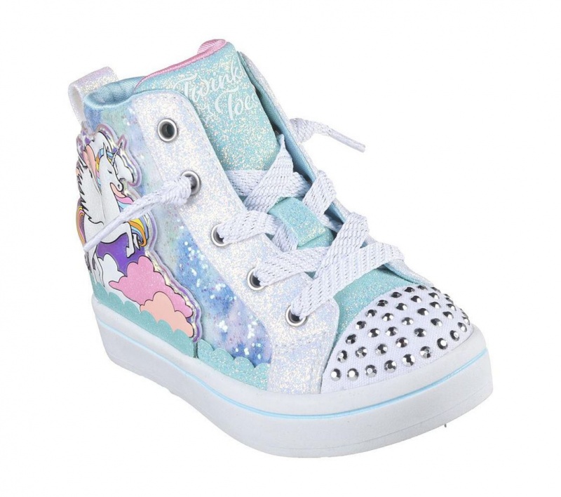 White Skechers Twi-lites 2.0 - Enchanted Unicorn Girls' Walking Shoes | NHVZ-08475