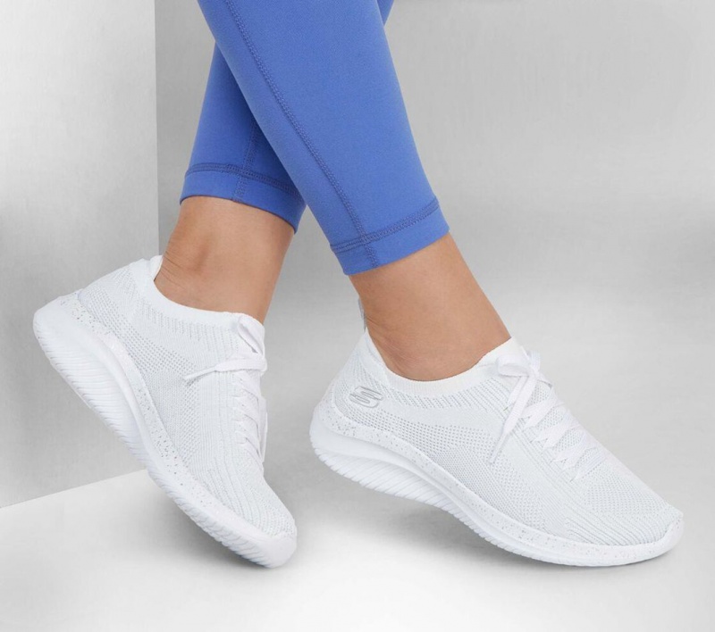 White Skechers Ultra Flex 3.0 - Let's Dance Women's Sneakers | IERX-96043