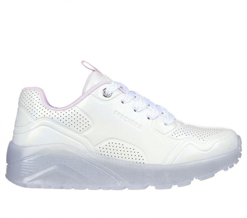 White Skechers Uno Ice - Prism Luxe Girls\' Sneakers | CRQE-70234