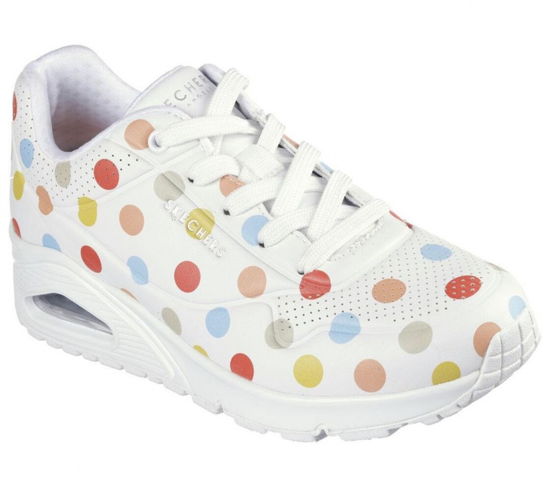 White Skechers Uno - Spotted Air Women's Sneakers | QPIG-48153