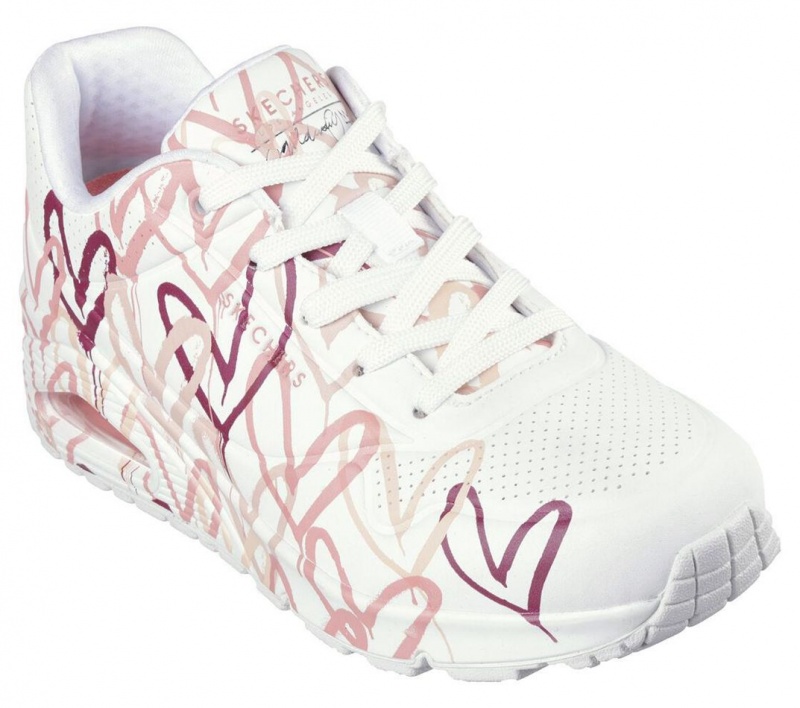 White Skechers X Jgoldcrown: Uno - Spread The Love Women's Sneakers | AQSH-57340