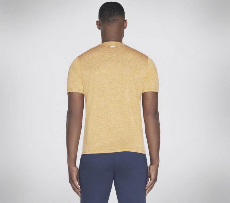 Yellow Skechers Go Dri Charge Men's T-Shirt | HQTS-19538