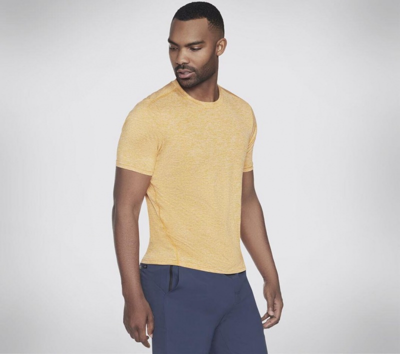 Yellow Skechers Go Dri Charge Men's T-Shirt | HQTS-19538