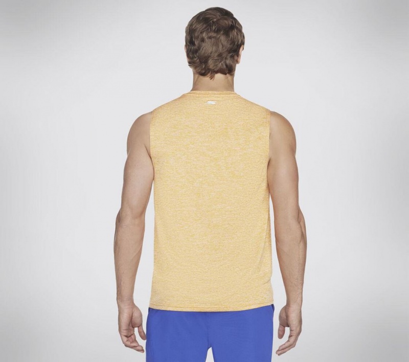 Yellow Skechers Go Dri Charge Muscle Men's Tank Top | YOGT-09362