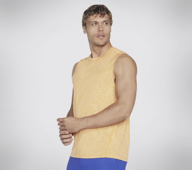 Yellow Skechers Go Dri Charge Muscle Men's Tank Top | YOGT-09362