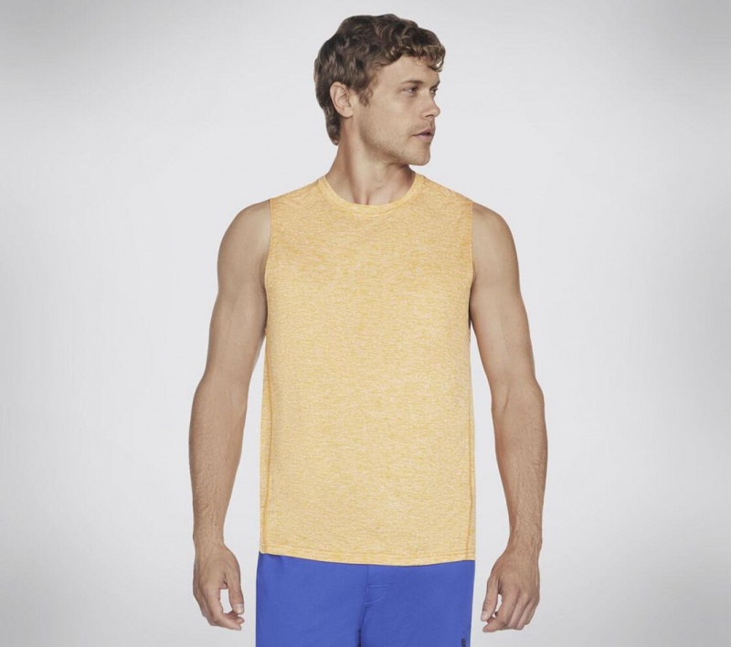 Yellow Skechers Go Dri Charge Muscle Men\'s Tank Top | YOGT-09362